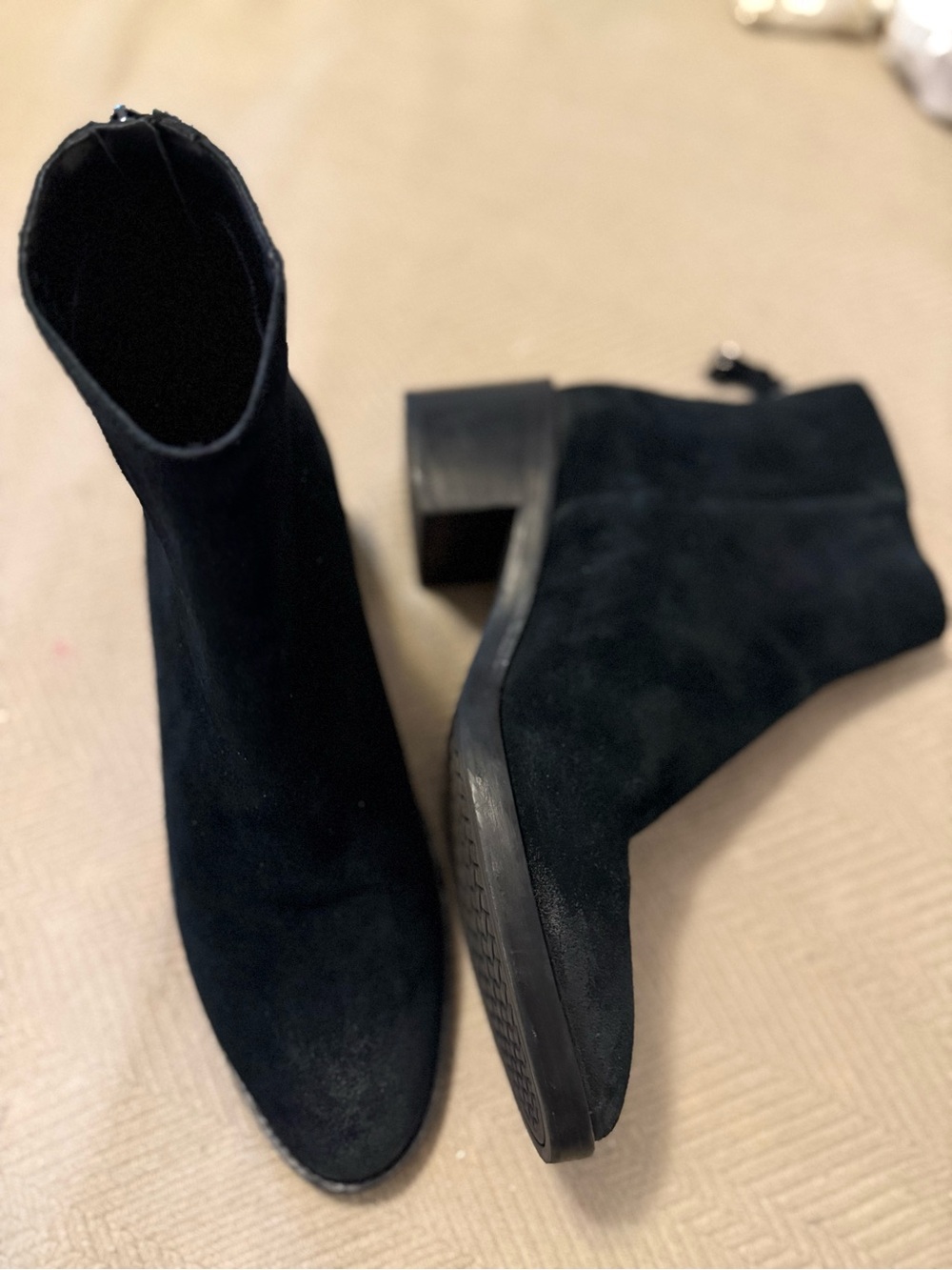 Cole Haan Black Suede Ankle Booties with Block Heel